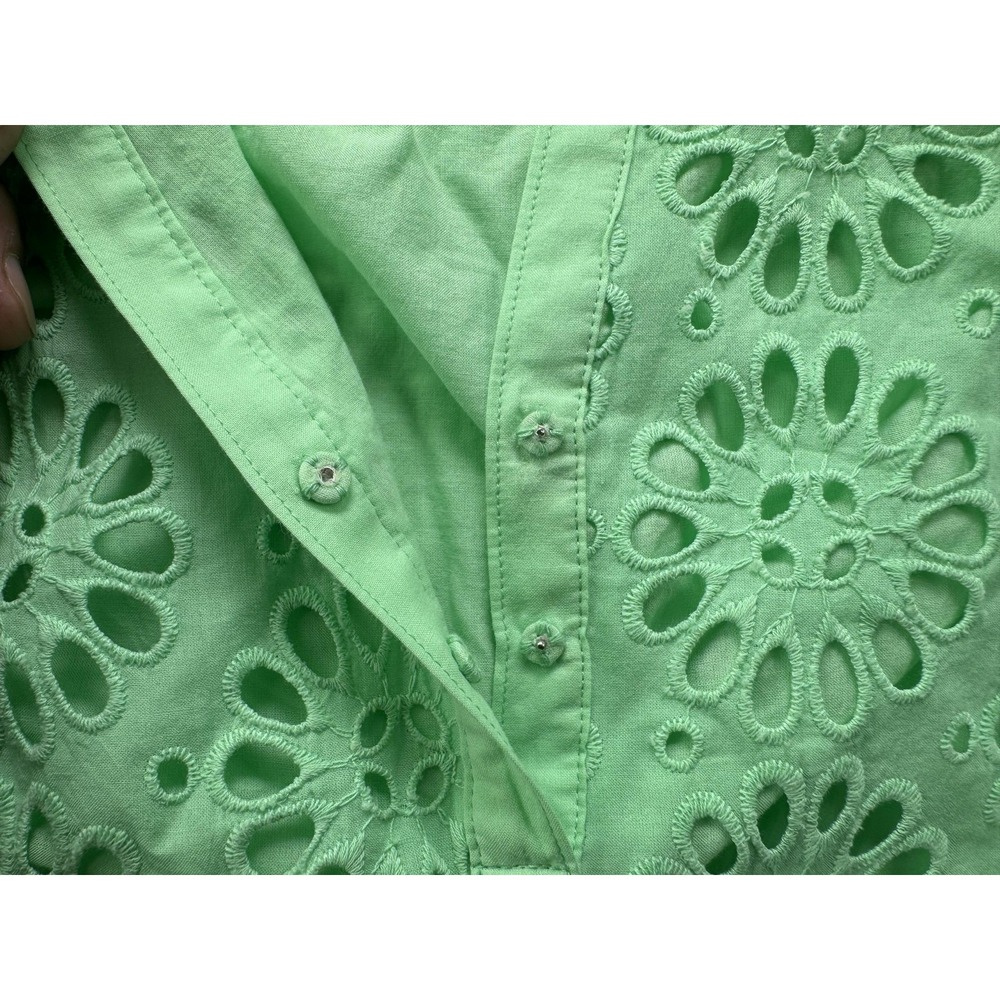 Lilly Pulitzer Bekah Dress Pinwheel Eyelet Patina Green Pom Pom Boho XS - Picture 6 of 9